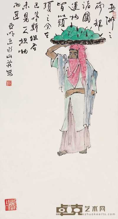 亚明 街市印象 立轴 68×40cm